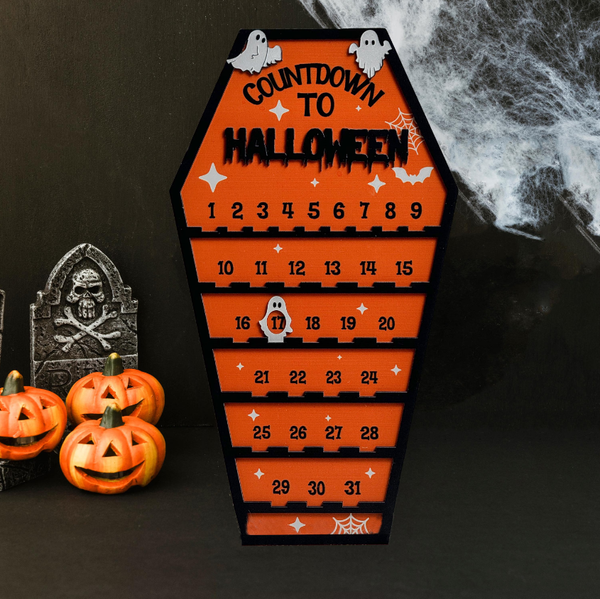 Halloween Countdown calendar with moveable ghost